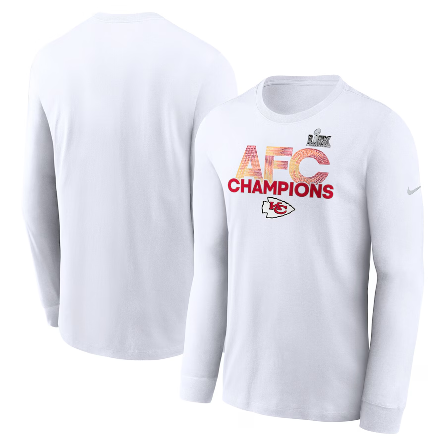 Men NFL Kansas City Chiefs long sleeve white T shirts->nfl t-shirts->Sports Accessory